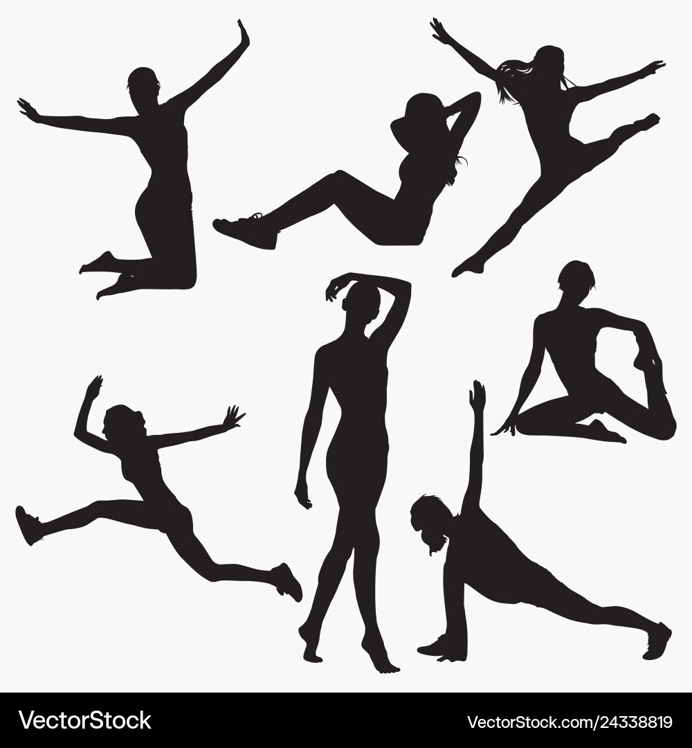 Female Fitness Silhouettes Vector Image