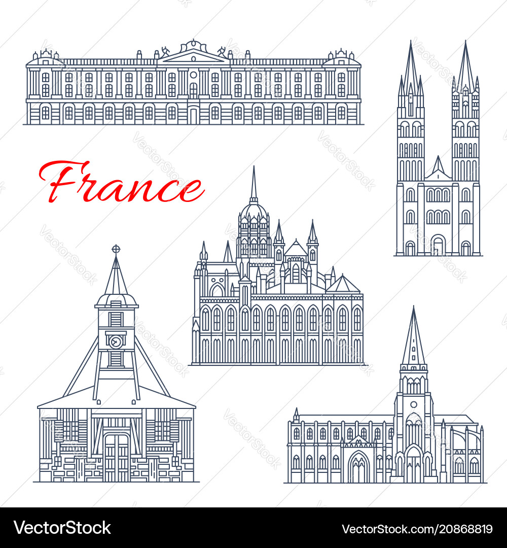 Französische Architektur Icons - Line Art Vektorbild