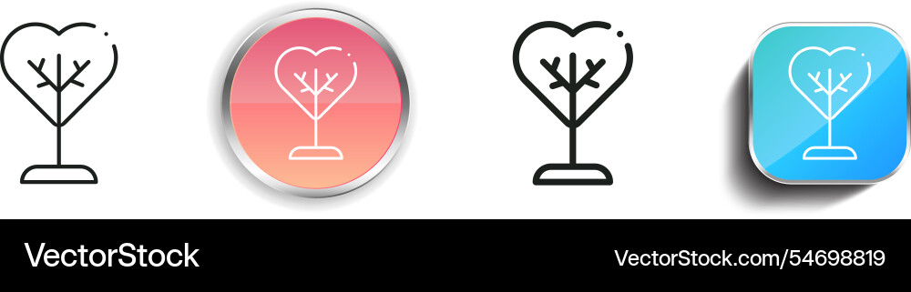 Heart icon thin linear regular and button style vector image