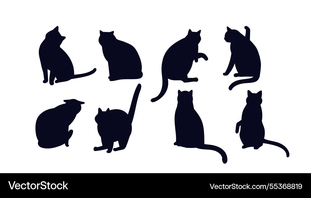 Katzenschatten setzen Silhouetten von Kitten in verschiedenen Katzenschatten setzen Silhouetten von Kitten in verschiedenen vektorbild