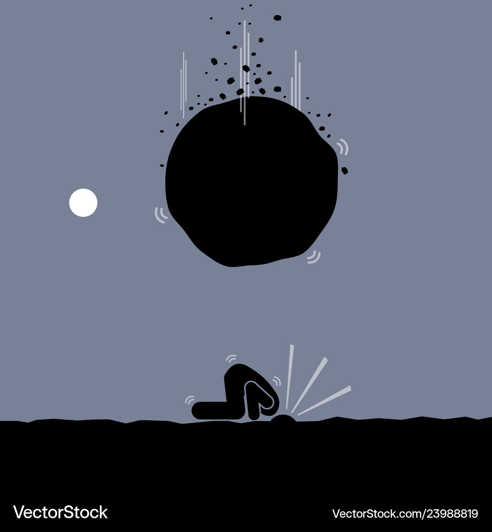 Man trying to avoid problem by being an ostrich Man trying to avoid problem by being an ostrich vector image