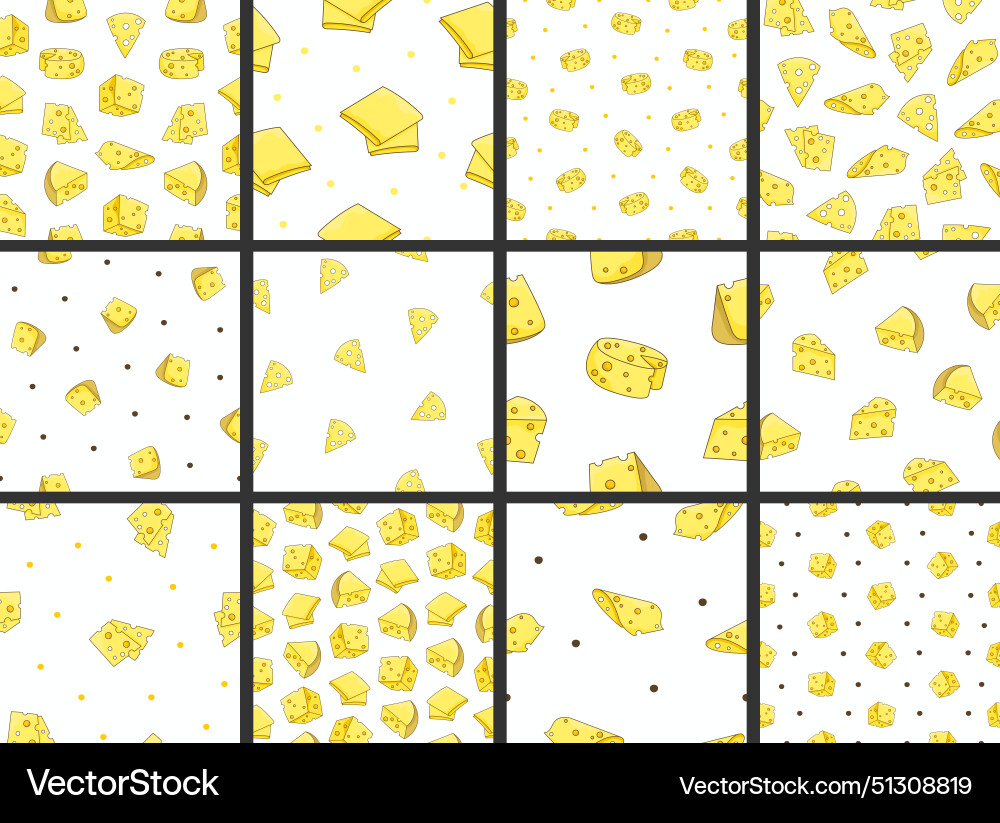 Slices and slicing of cheese seamless pattern Slices and slicing of cheese seamless pattern Vector Image