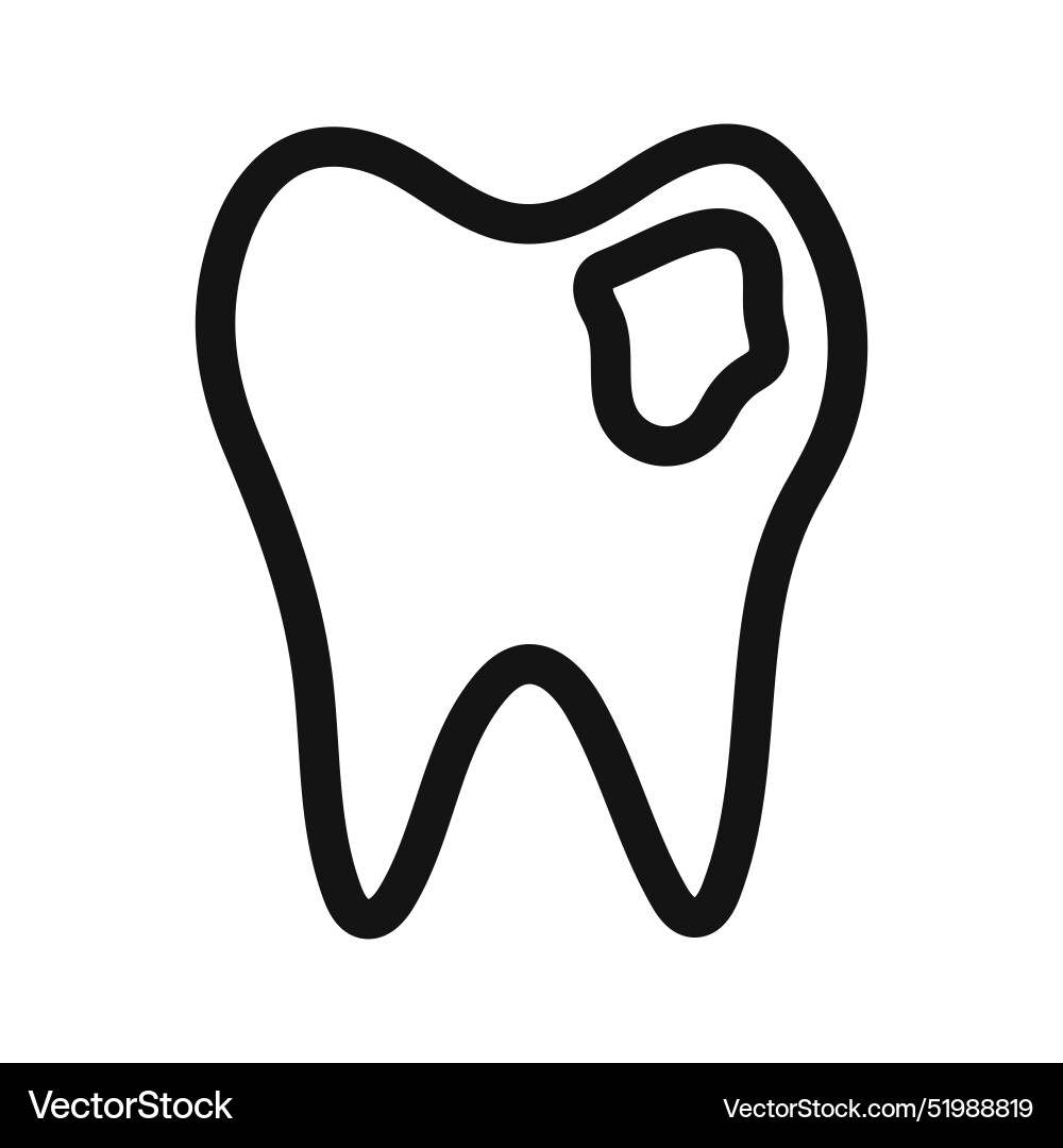Tooth with caries icon mark in filled style Tooth with caries icon mark in filled style Vector Image