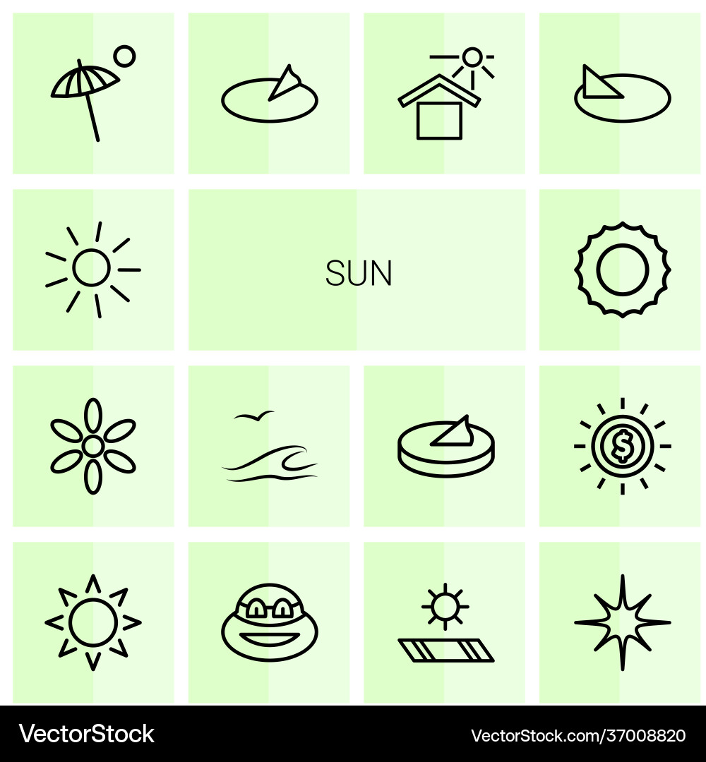 14 Sonnensymbole Lizenzfreies Vektorbild VectorStock