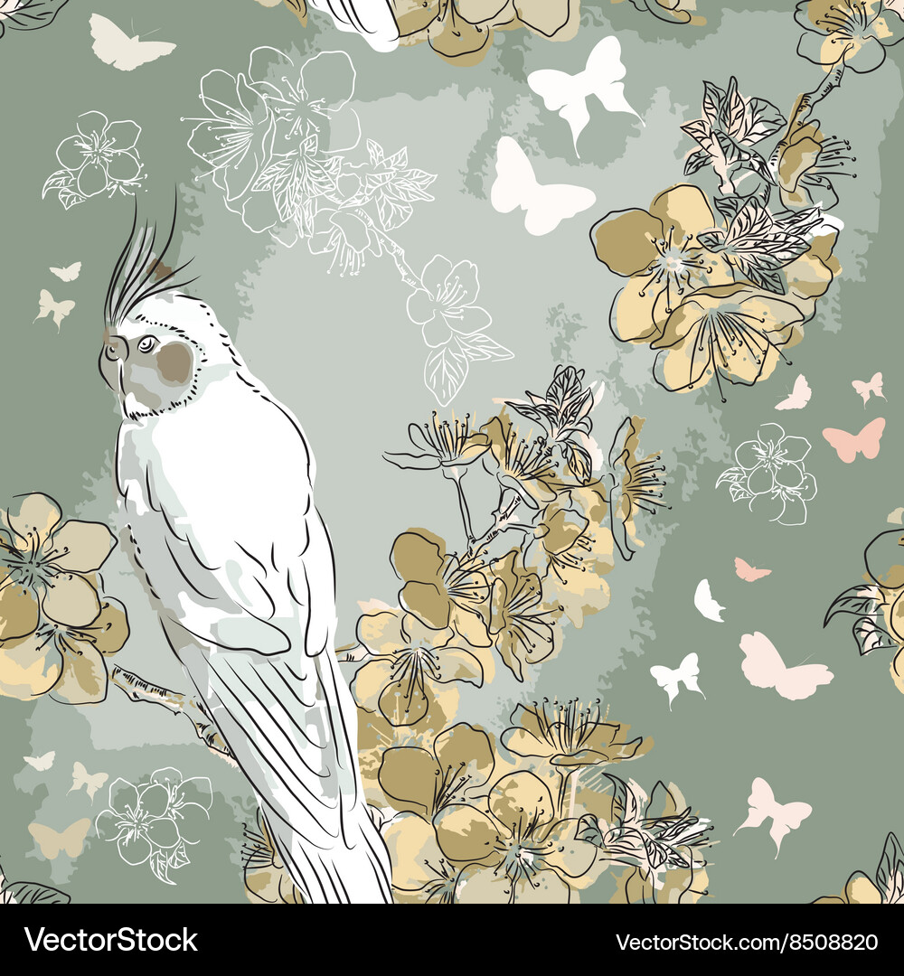 Abstract elegant pattern with a parrot Vector Image