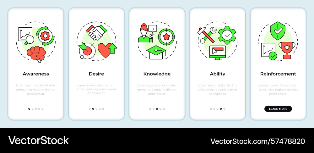 Adkar model onboarding mobile app screen Adkar model onboarding mobile app screen Vector Image