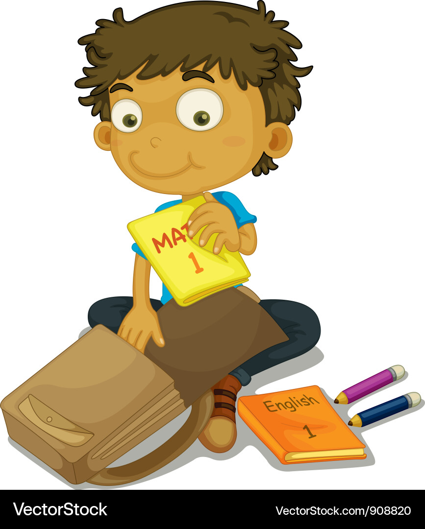 Child with Backpack Vector Image