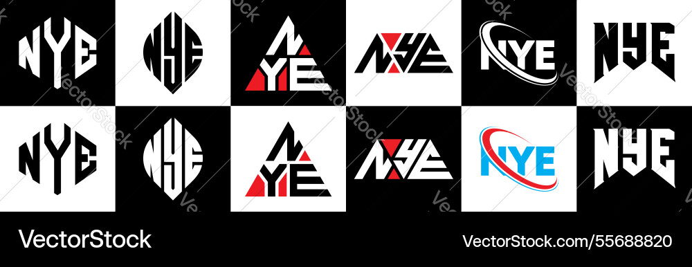 Nye letter logo design in six style polygon Vector Image