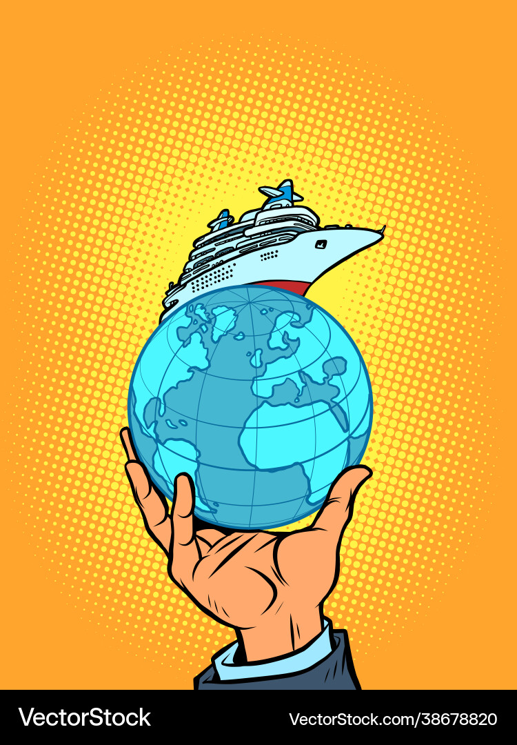 Ocean Cruise Ship Travel Vector Image