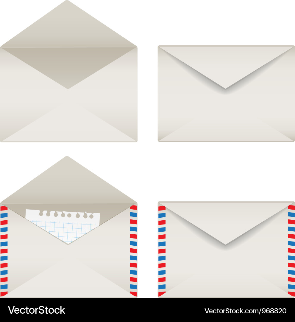 Opened and closed envelopes set Vector Image