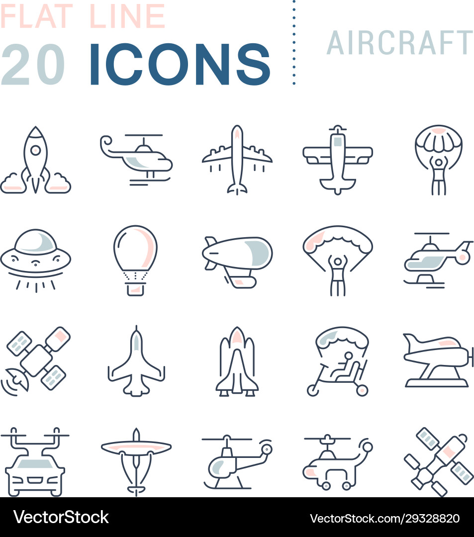 Set line icons aircraft Set line icons aircraft vector image