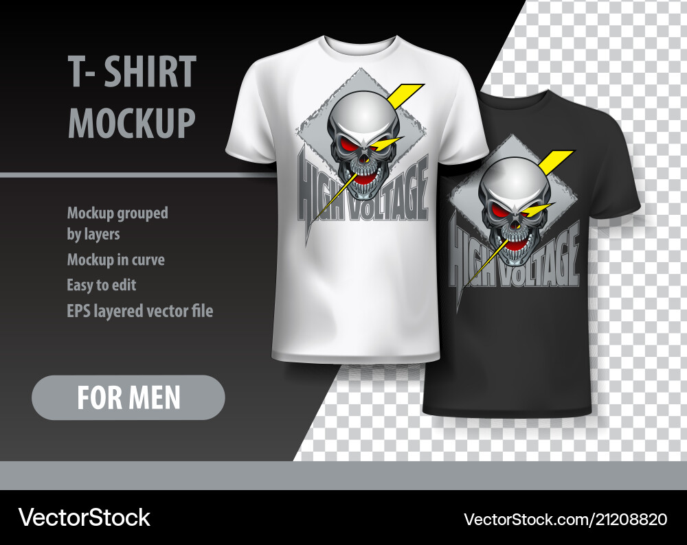 Skull T-Shirt Mockup - Editable Template Vector Image