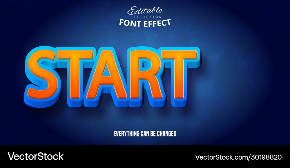 Start text 3d editable font effect vector image