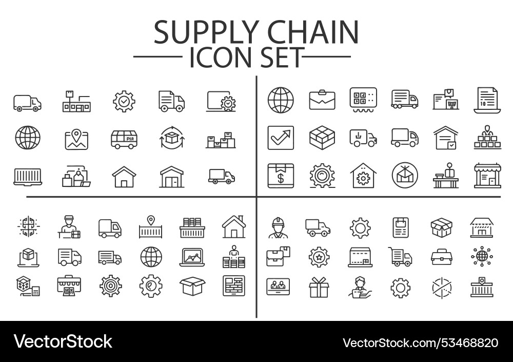 Supply chain line web icons value Supply chain line web icons value Vector Image