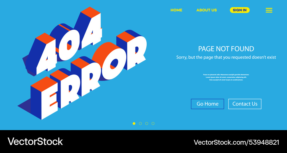 404 error page not found web site template 404 error page not found web site template vector image