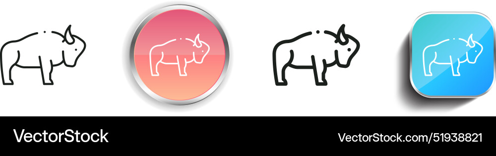 Buffalo icon thin linear regular and button style vector image