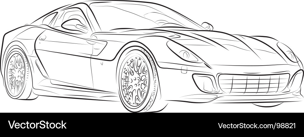 Detailed Car Sketch Vector Image