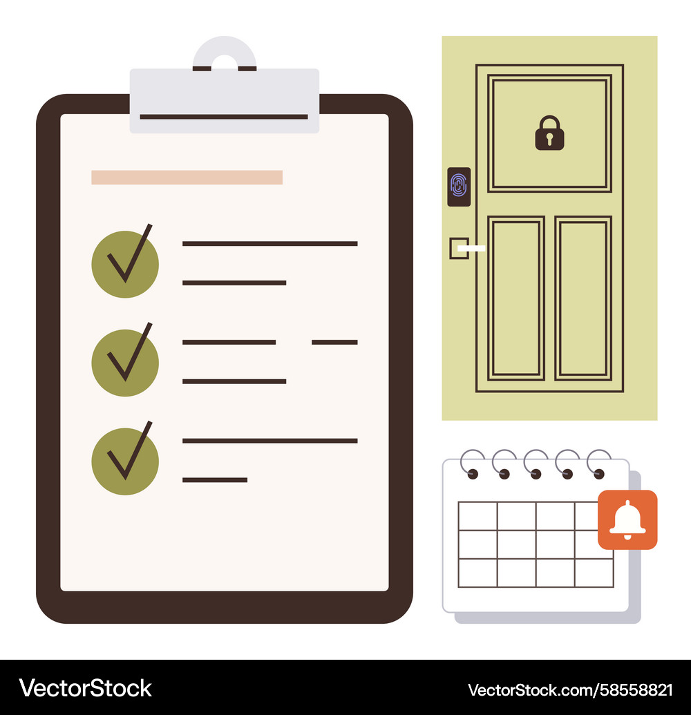Security Checklist with Lock and Calendar Vector Image