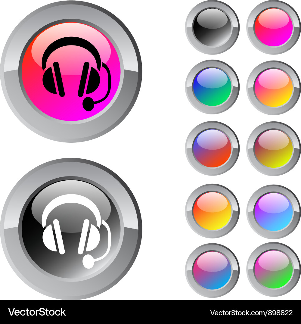 Call center multicolor round button vector image