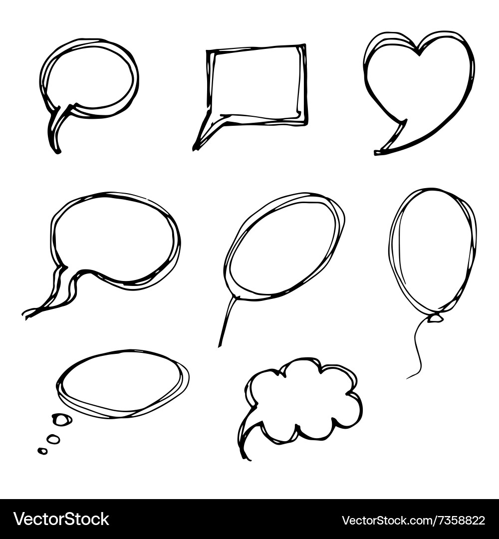 Hand Drawn Speech Bubbles Vector Image