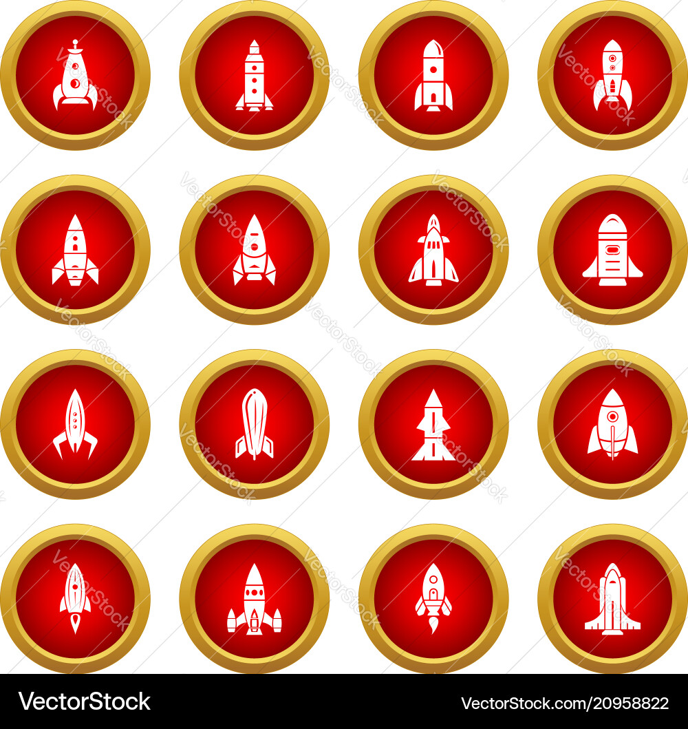 Rocket icons set simple style Rocket icons set simple style vector image