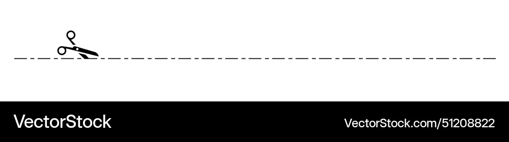 Scissors cutting through dashed line Scissors cutting through dashed line vector image