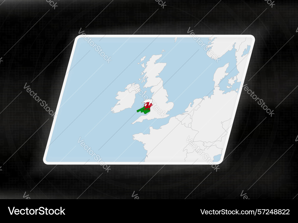 Wales highlighted in flag colors on geographic map Wales highlighted in flag colors on geographic map vector image