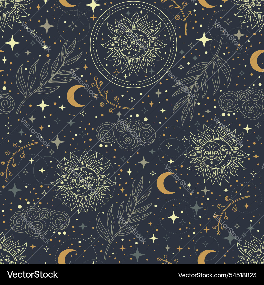 Linear celestial astrological seamless pattern Linear celestial astrological seamless pattern vector image