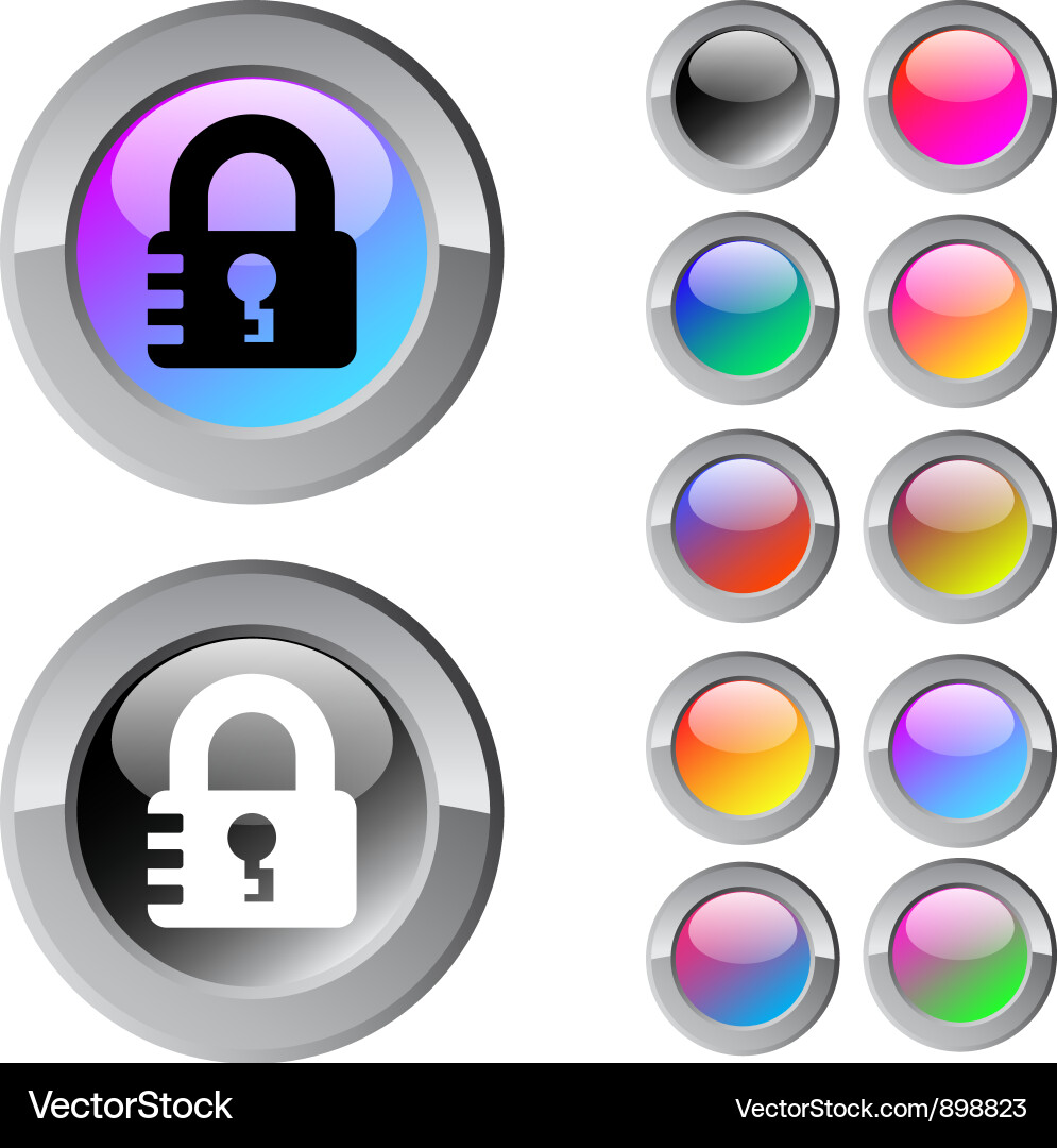Lock multicolor round button vector image