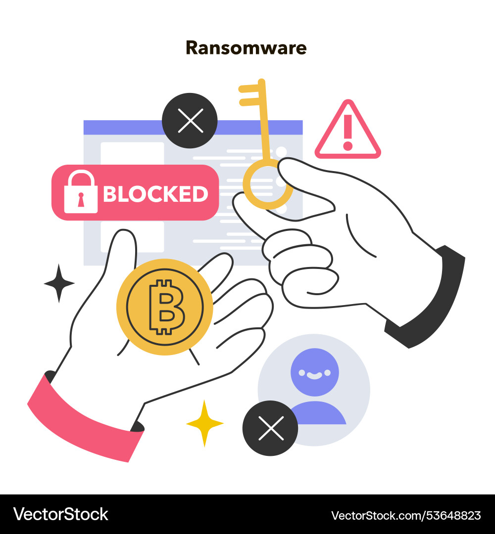 Ransomware hacker attack type of extortion Ransomware hacker attack type of extortion vector image