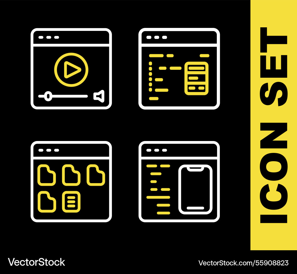 Set line software browser files and online play Set line software browser files and online play vector image