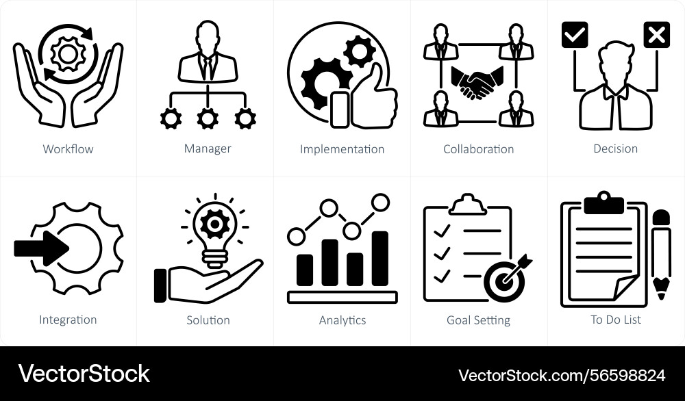 A set of 10 project management icons as workflow vector image