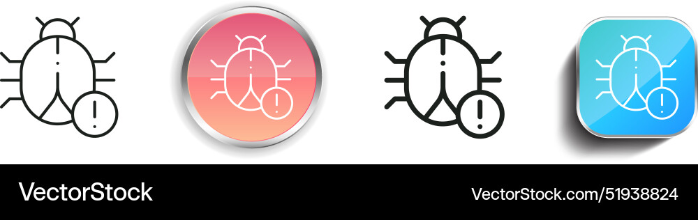 Bug icon thin linear regular and button style Vector Image