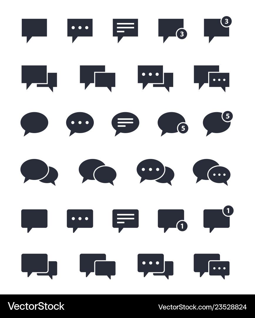 Chat Speech Bubbles - Message Icons Set vector image