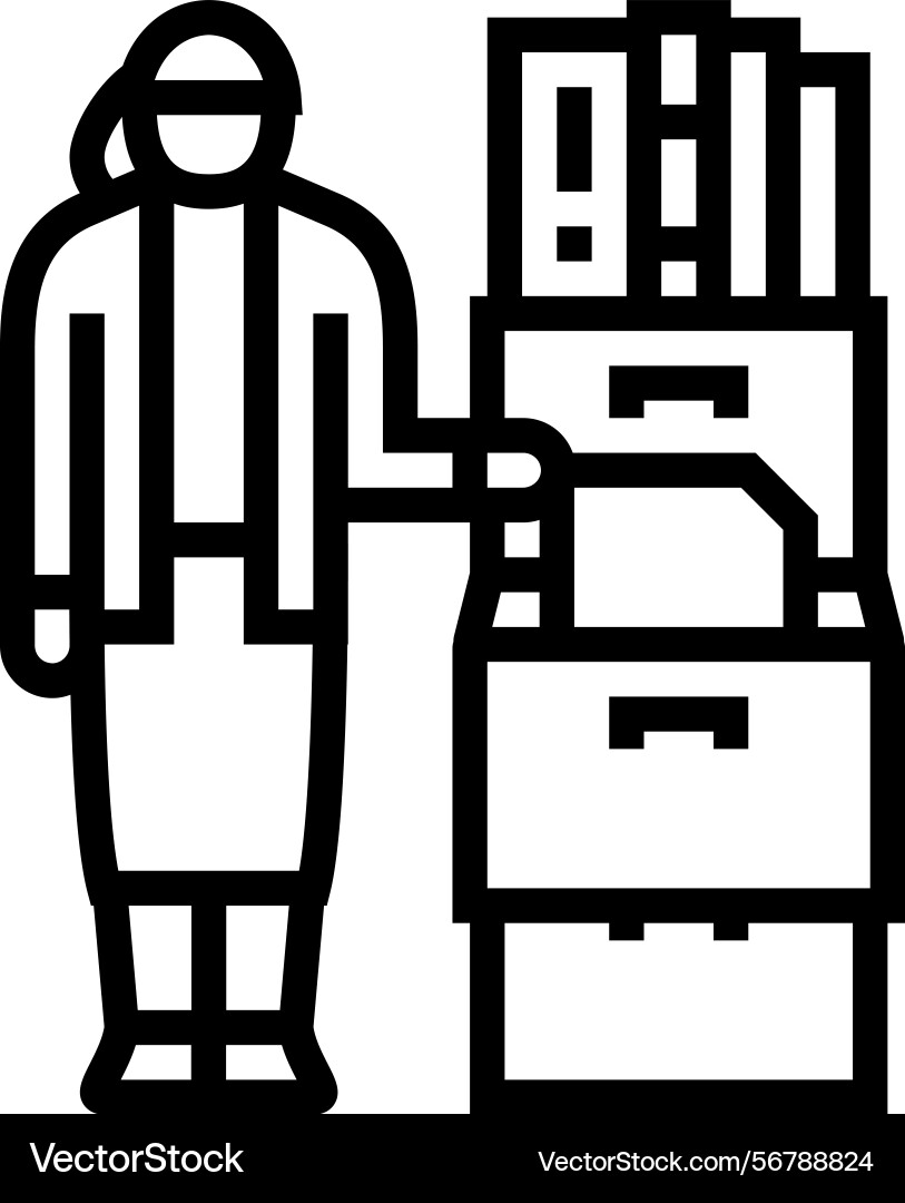 Document sorting office assistant line icon Document sorting office assistant line icon vector image