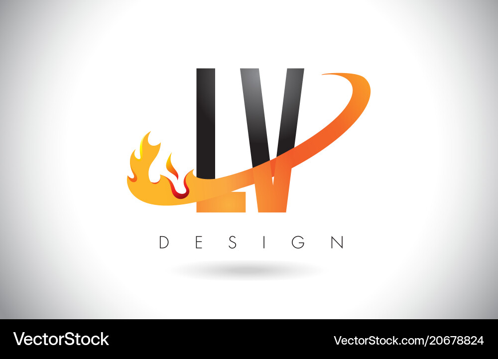 Lv l v Brief Logo mit Feuerflammen Design Lv l v Brief Logo mit Feuerflammen Design Vektorbild