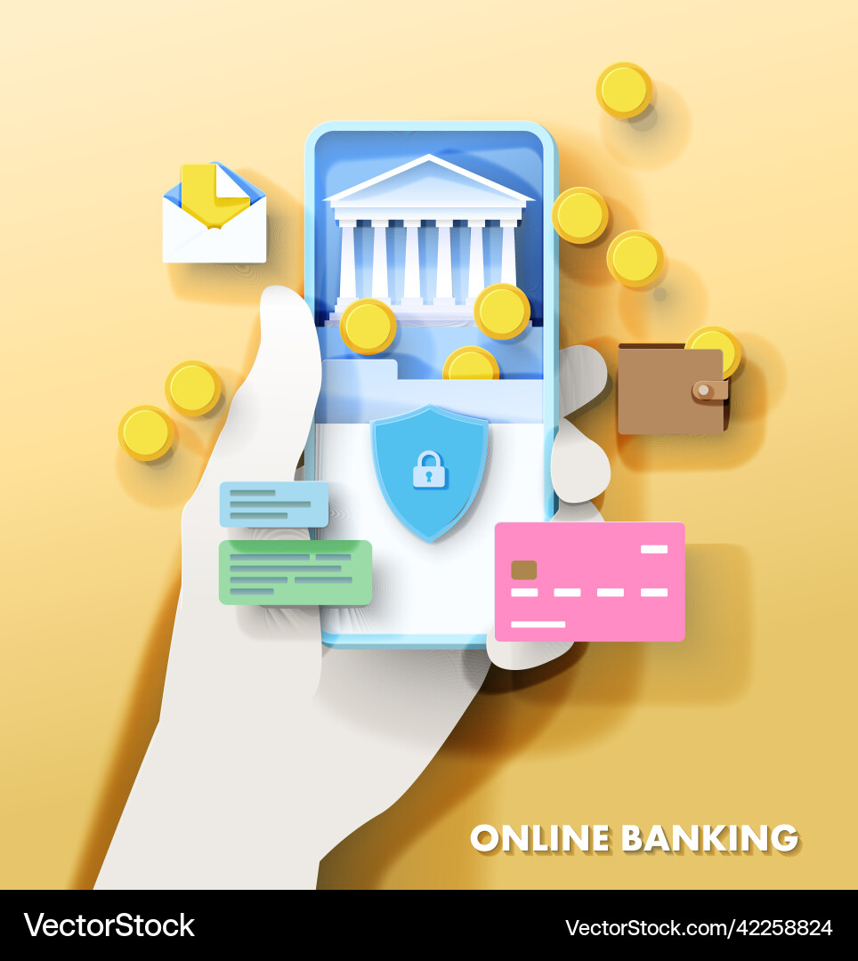 Online banking mobile app and secure access Online banking mobile app and secure access vector image