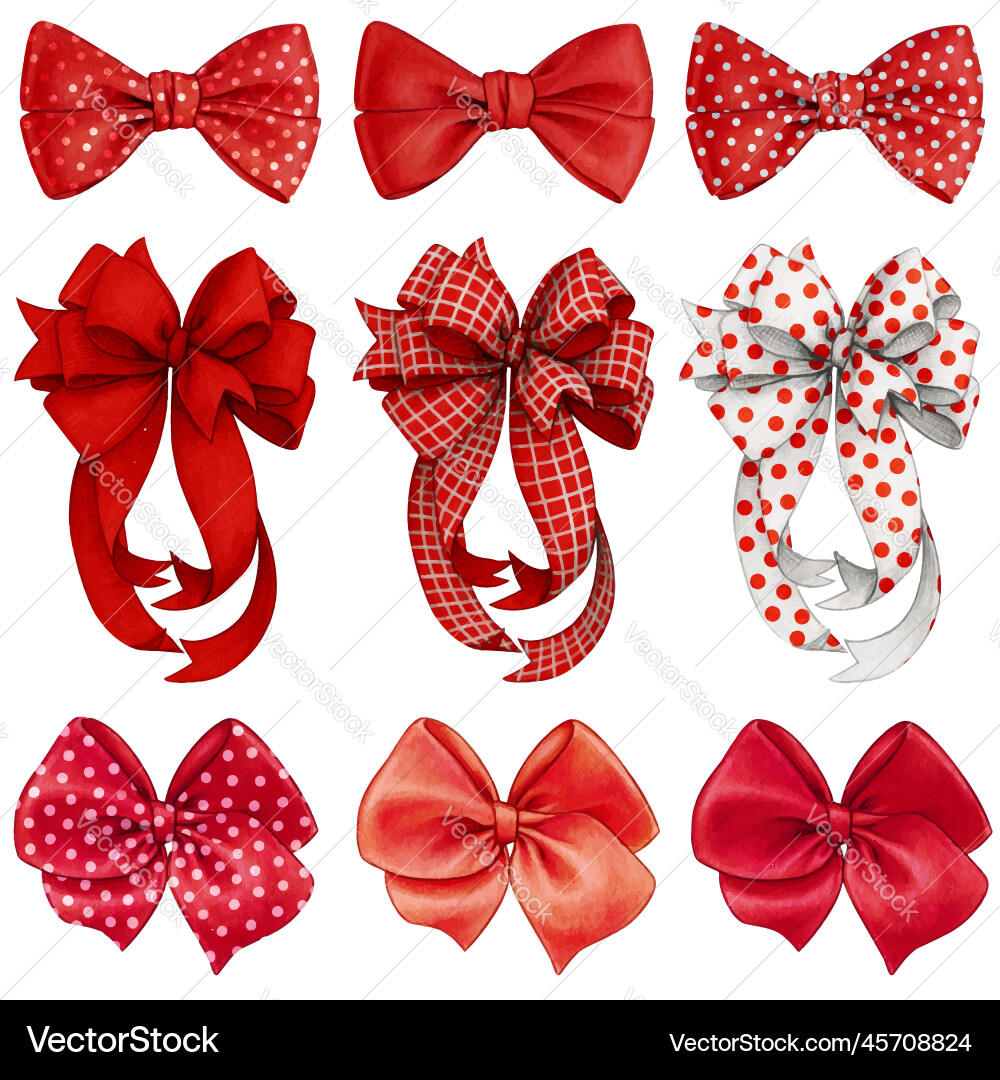 Watercolor Bow Collection Royalty Free Vector Image