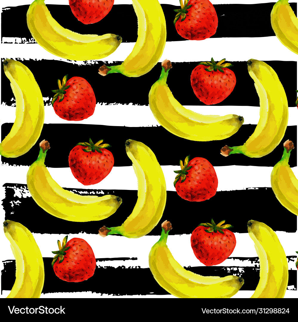 Watercolor seamless pattern with strawberries vector image