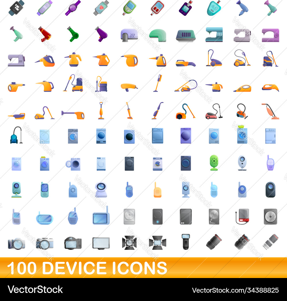 100 Gerätesymbole im Cartoon-Stil 100 Gerätesymbole im Cartoon-Stil vektorbild