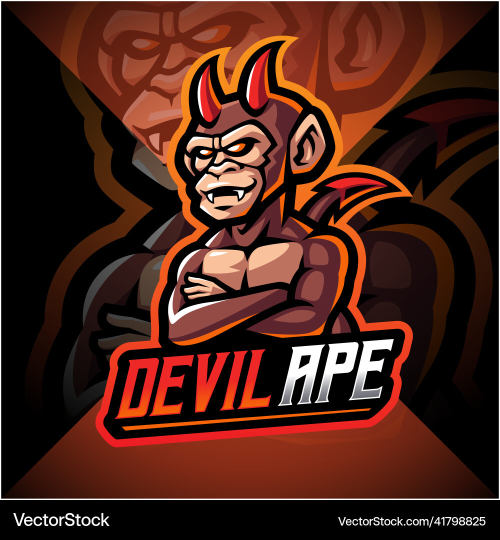 Devil ape esport mascot logo design Vector Image