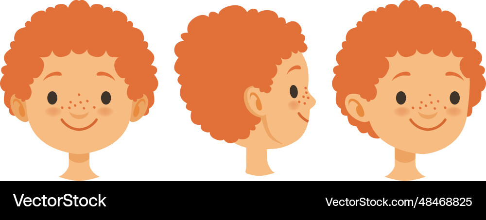 Ginger hair boy funny kid head set Ginger hair boy funny kid head set vector image