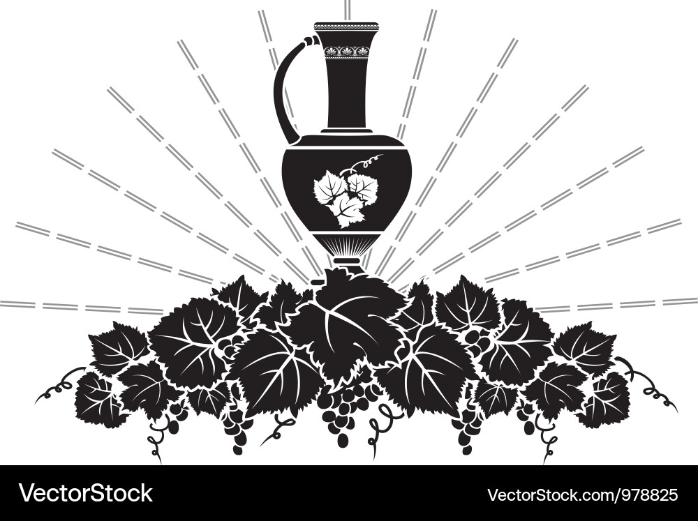 Grapevine Branch with Amphora Vector Image