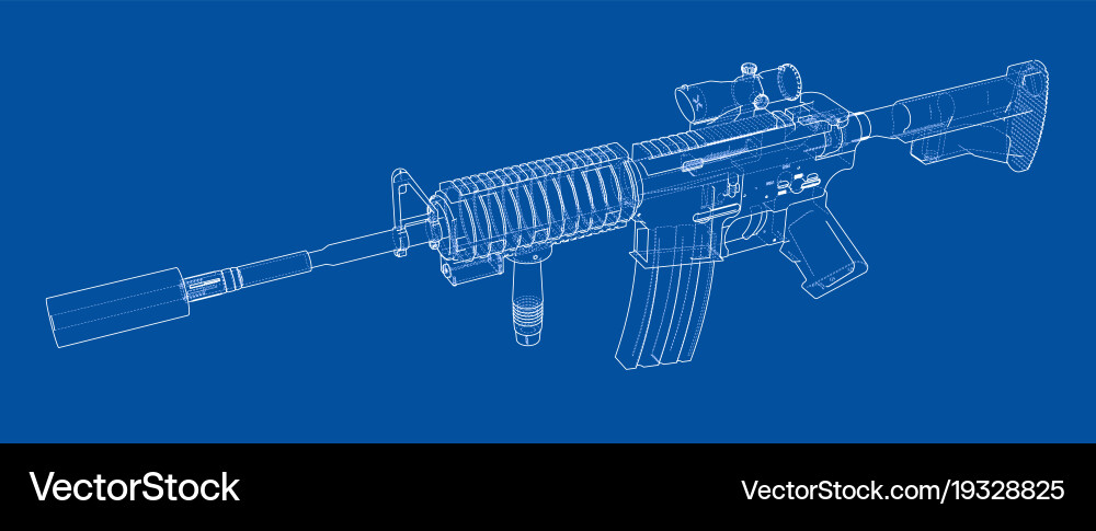 Machine gun rendering of 3d vector image