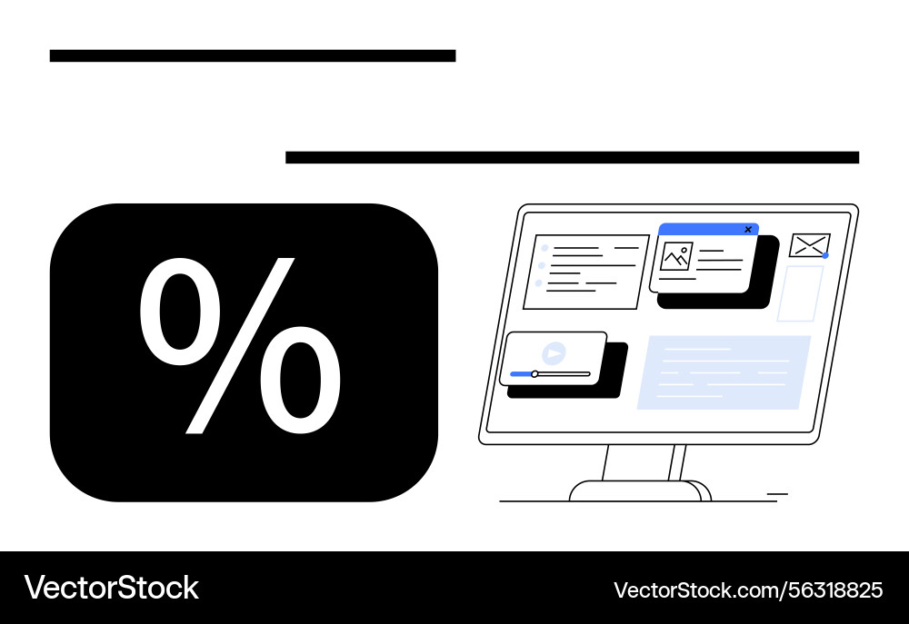 Percentage Data Icon on Desktop Vector Image