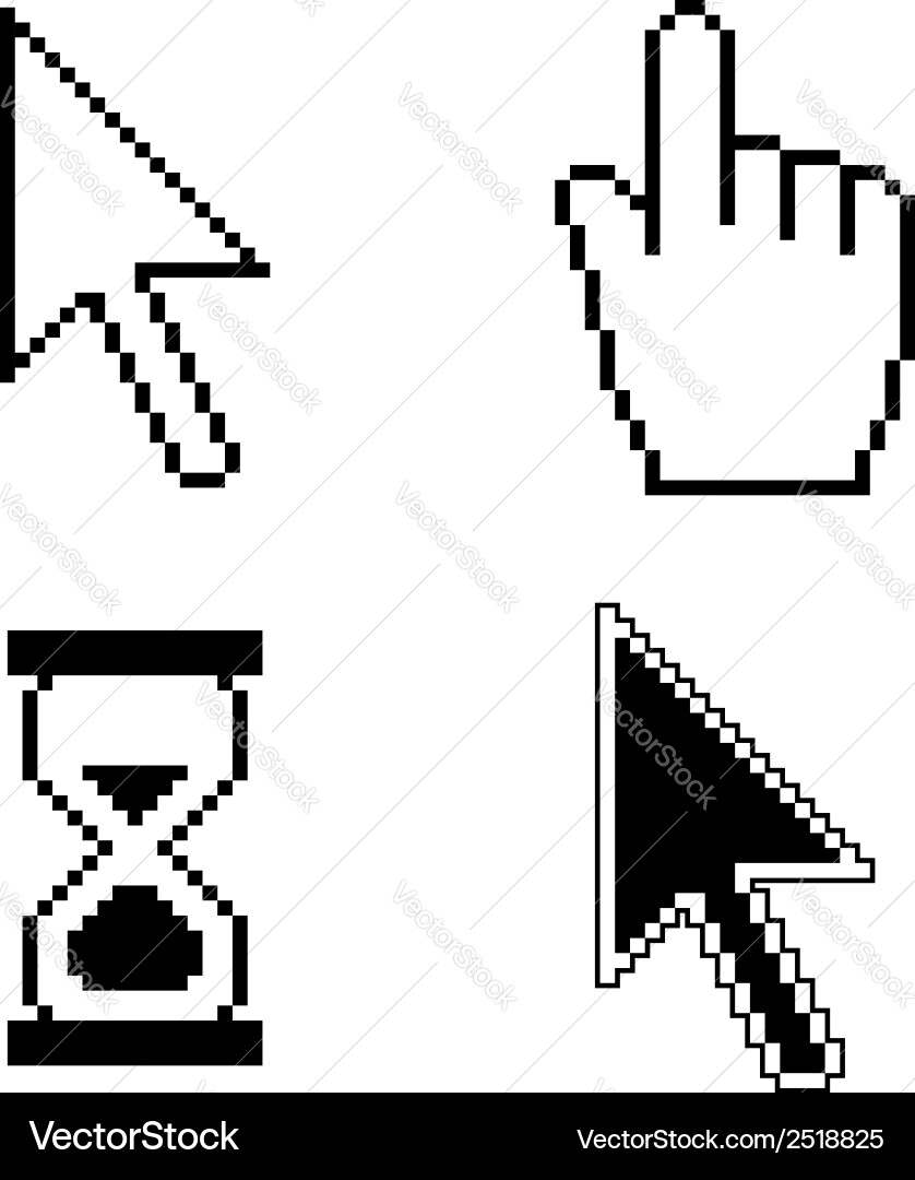 Pixel Cursor Icons Set vector image