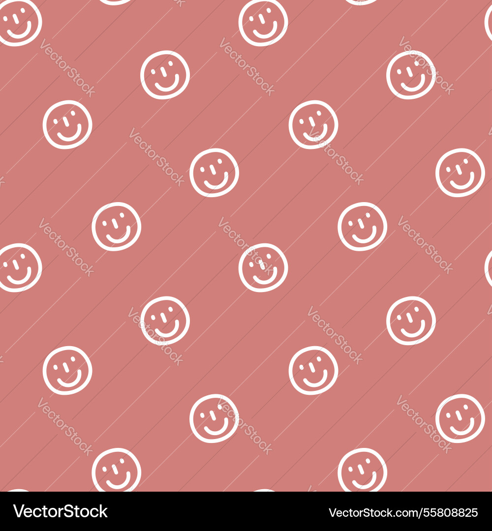 Seamless minimal smile line art repeat pattern vector image