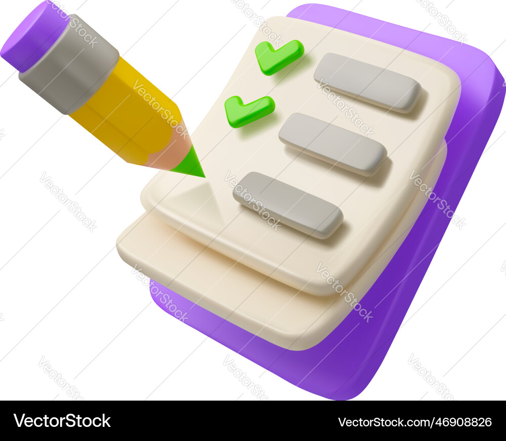 3d icon todo list with checkmark 3d icon todo list with checkmark vector image