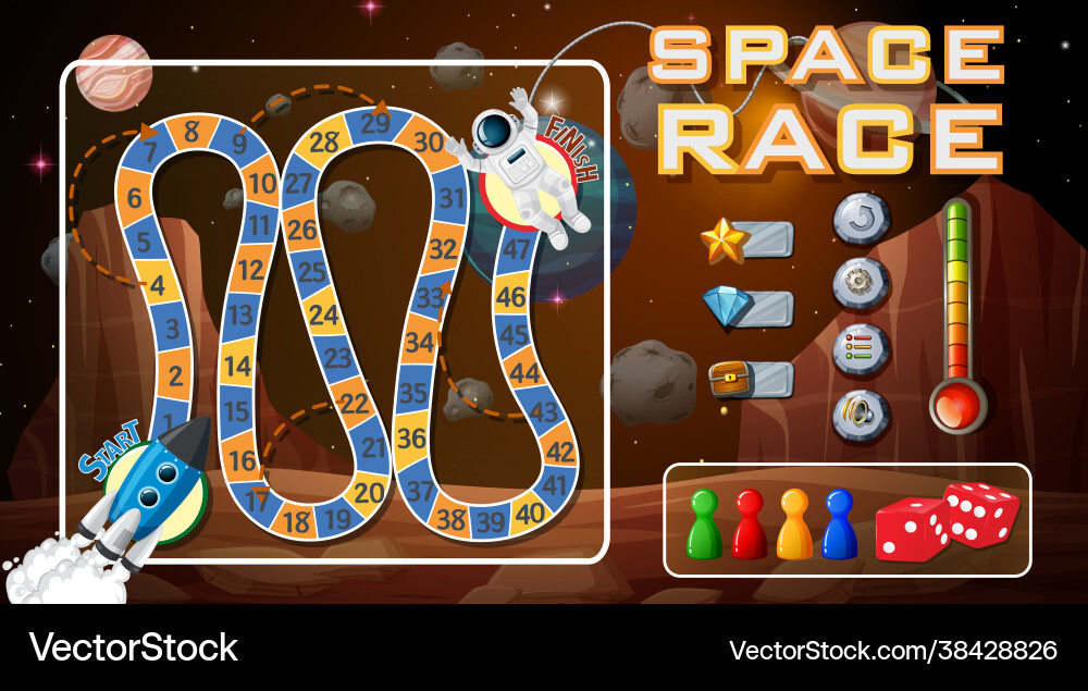 Board game template with space theme Board game template with space theme Vector Image