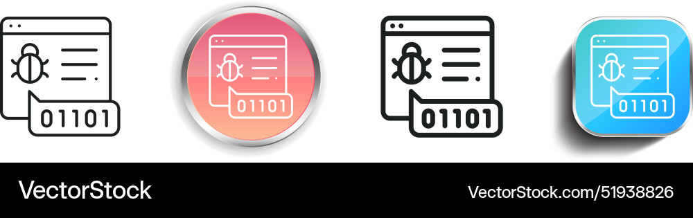 Bug icon thin linear regular and button style vector image